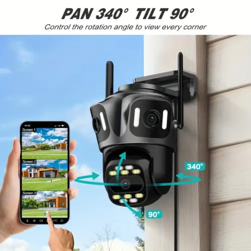 360° WiFi Kültéri PTZ Biztonsági Kamera – AI Mozgásérzékelés, 30m Éjszakai Látás, Hang- és Fényriasztás