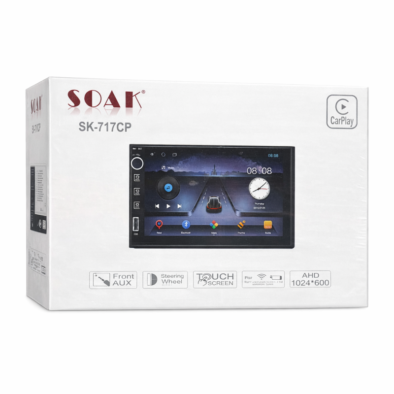SOAK SK-717CP 7" autós multimédia fejegység – 4GB RAM, GPS, Android Auto / CarPlay
