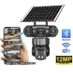 V380 12MP Tri-Lencsés Napelemes PTZ Biztonsági Kamera -WiFi Verzió  360° PIR Emberfelismerés