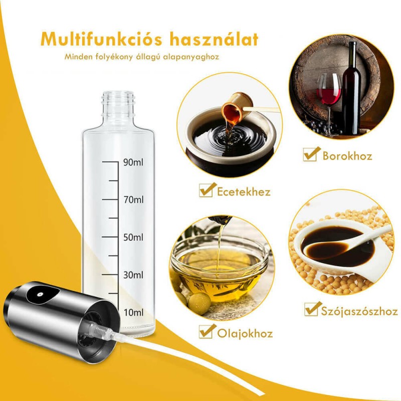 Olaj- és ecetadagoló - olajspray, üveg olajszóró konyhai / 100 ml