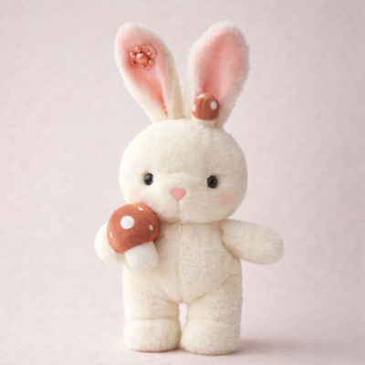 Fehér plüss nyuszi gombával