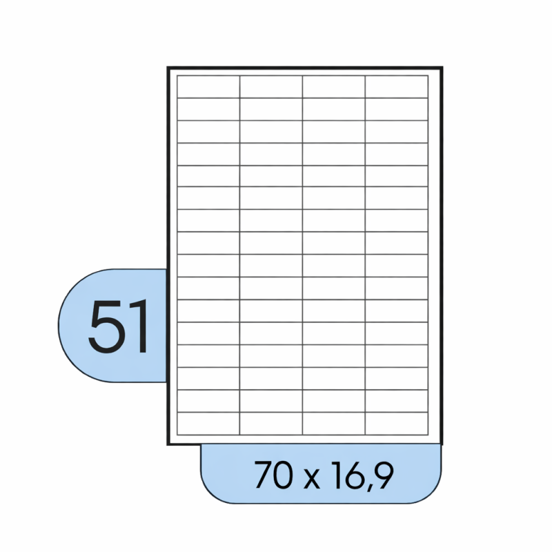 DataLine Esselte fehér etikett címke A4, 51 db x 100 lap /cs ( 70 x 16,9mm) 36826