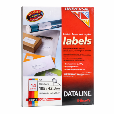 DataLine Esselte fehér etikett címke A4, 14db x 100 lap /cs (105 x 42,3mm) 36844