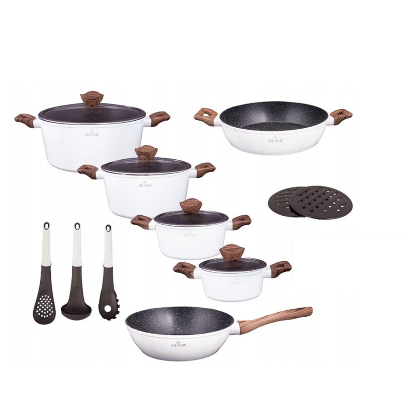 GRÁNITBEVONATÚ EDÉNYEK 15 ELE. ZILNER BLACK BURGUNDY ZL-8520