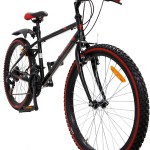 MTB 24" Amigo Rock kerékpár - uniszex - Shimano váltóval 18 sebességes - 135 cm-től használható kézifékkel, tárcsafékkel - fekete/piros