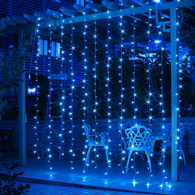 LED Fényfüggöny 3m x 2m távirányítóval 8 világítási móddal - kék