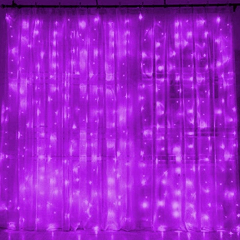 LED Fényfüggöny 3m x 2m távirányítóval 8 világítási móddal - lila