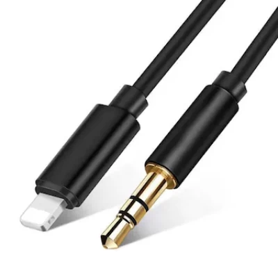 IPhone Lightning csatlakozású 3.5mm Jack átalakító adapter 100cm fekete