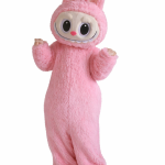 Labubu stílusú rózsaszín nyuszi jelmez – extra puha és cuki megjelenés