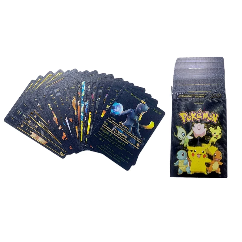 Pokemon  kártya készlet, fekete 25 db vizallo plasztik kartya Trading Card Game Waterproof Plastic