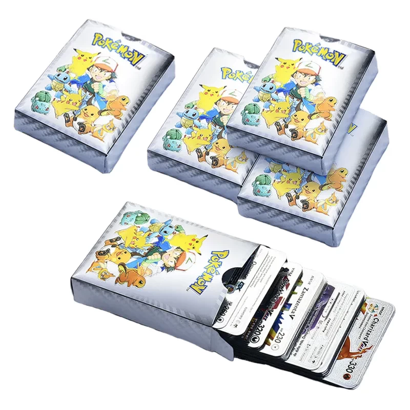 Pokemon  kártya készlet, Silver 25 db vizallo plasztik kartya Trading Card Game Waterproof Plastic