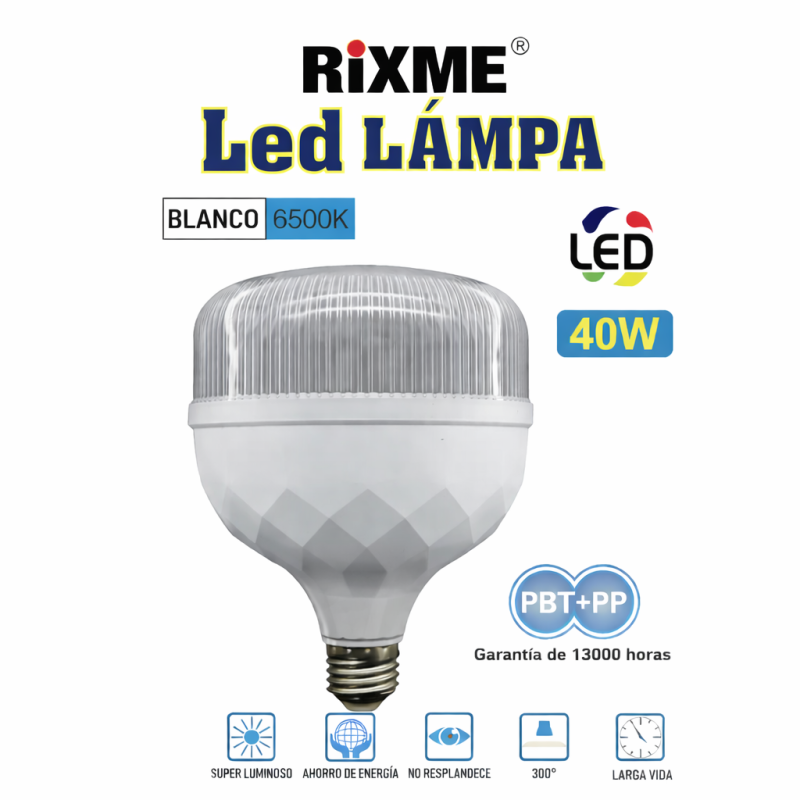 RIXME LED lámpa – 40W, 6500K (Hideg fehér) E27
