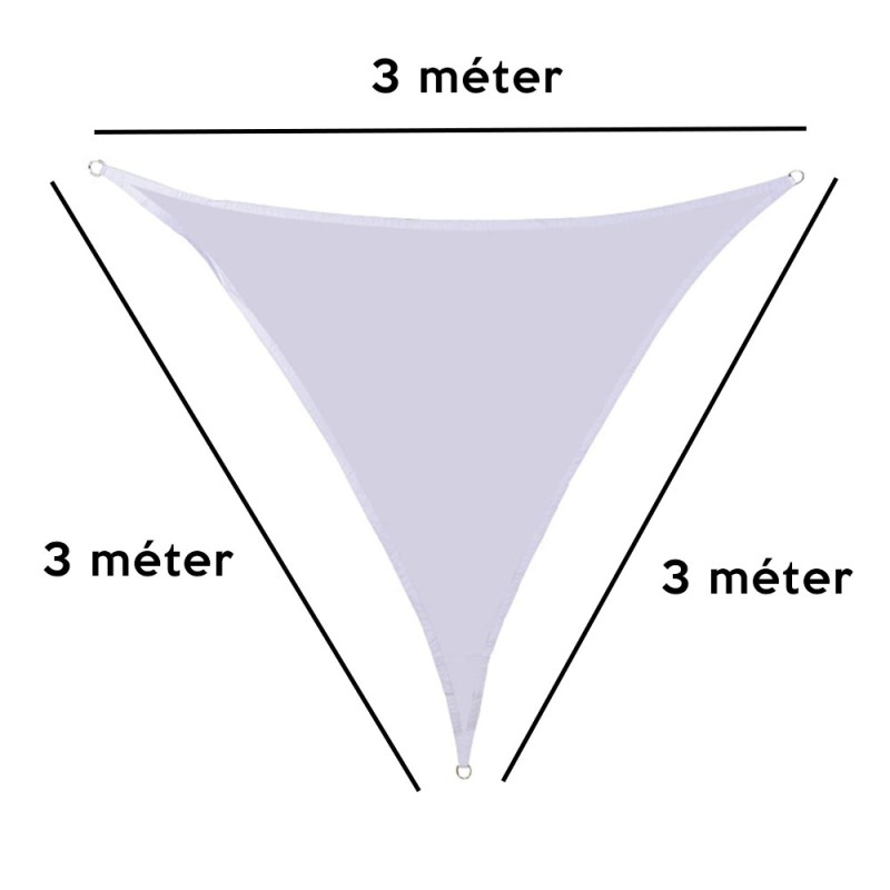 Napvitorla 3x3x3 méteres, háromszögletű árnyékoló ponyva