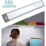 Intelligens érzékelős LED lámpa mozgásérzékelővel, pult világítással, Újratölthető, ezüst 350 lumen 800mAh- LED éjszakai fény,