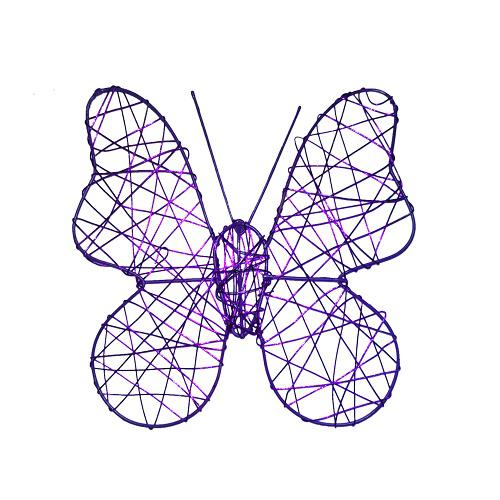 Akasztható drót Pillangó dekoráció, lila - 5db