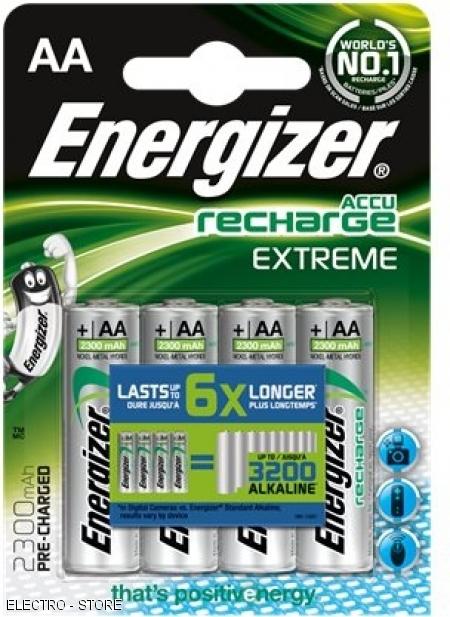 Energizer AA 2300 mAh Extreme Rechargeable Battery Pack 4 ( 6 X longer )