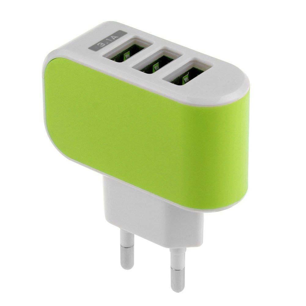 USB CHARGER YD-3U  3-Port USB  AC LED Power Charger Adapter 3.1A For iPhone EU C WT