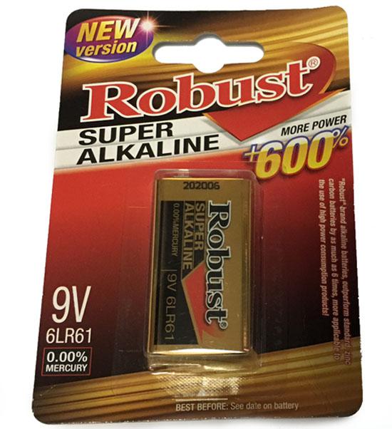 Robust 9V 6LR61 Super Alkaline elem 0.00% mercury New Version