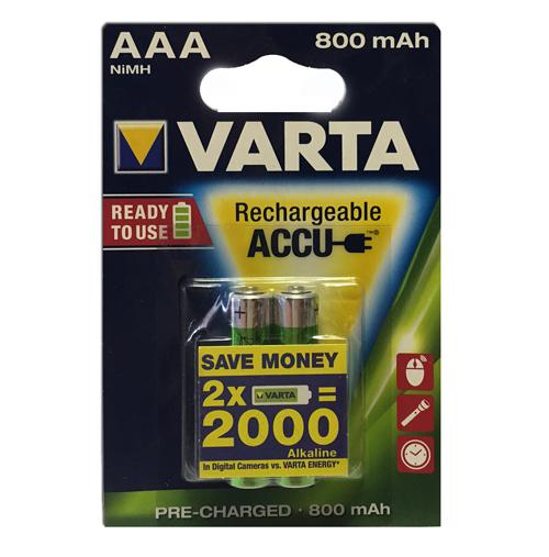 Varta AAA 800mAh Rechargeable Accu Ready to use  2 Pcs