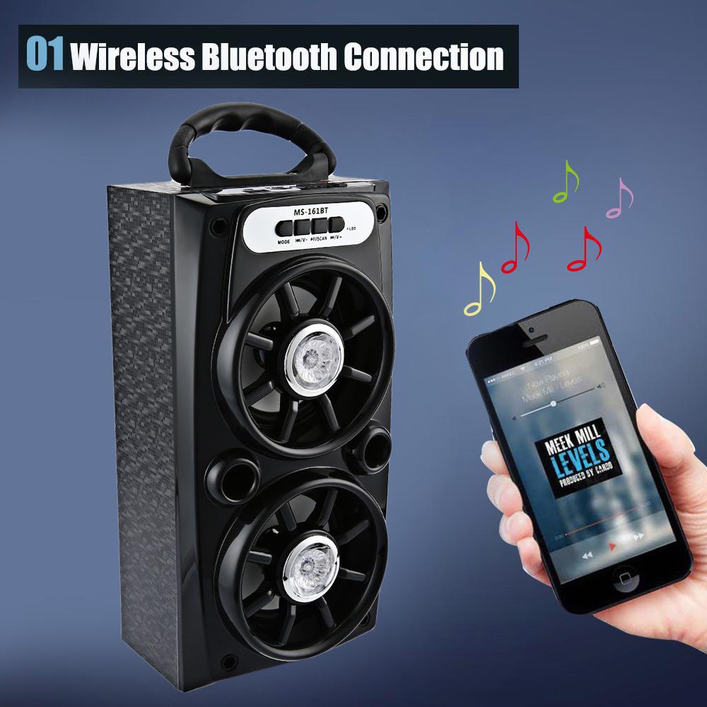 Wireless Bluetooth Speaker MS - 161BT FM Radio -  BLACK 