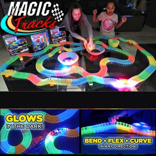 Mágikus autópálya, LED-es kisautóval ( Magic Tracks Glow-in-the-Dark Race Car Tracks ) sötétben világító