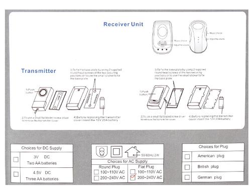 Vezeték nélküli csengő, intelligent wireless remote control doorbell VOYE Model: V009A