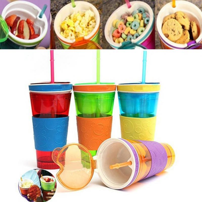 Snackeez ! 2 az 1-ben ital és étel kulacs (  Plastic 2 in 1 Snack & Drink Cup One Cup )
