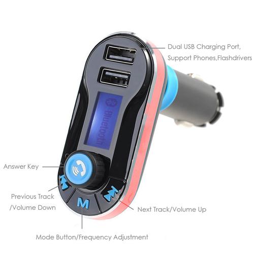 FM Transmitter 5in1 Dual USB Car Charger Support SD/TF Card Music Control Hands-Free Calling