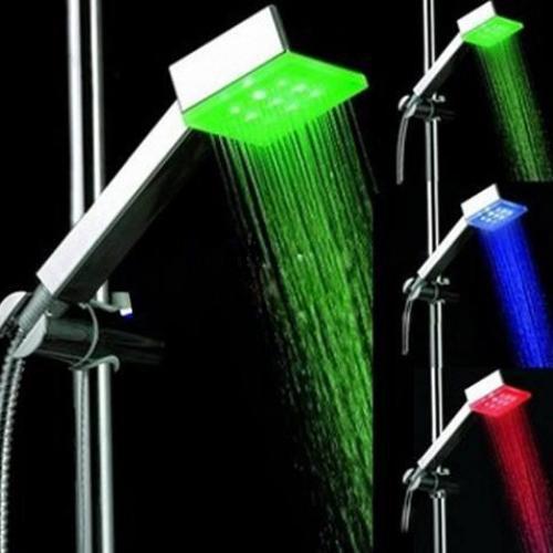 Színváltós LED Zuhanyfej szögletes