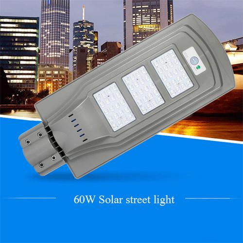 LED térvilágítás, napelemes, fény-és mozgásérzékelős utcai világítás (60W - hideg fehér)