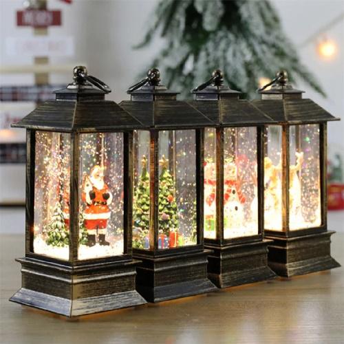 Karácsonyi LED lámpás, 22 cm / Zenél, világít, mikulással