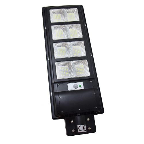 LED térvilágítás távirányítós, napelemes, fény-és mozgásérzékelős utcai szolárlámpa – 400W