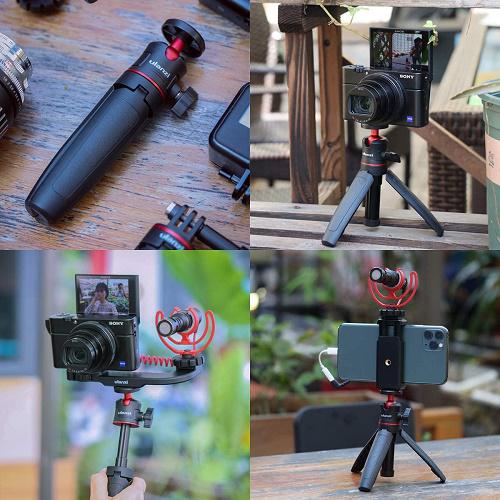 ULANZI MT-08 multifunkciós állítható méretű tripod, szelfibot, asztali állvány 360 fokos gömbfejjel