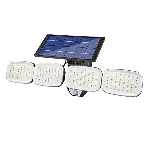 Indukciós, kültéri napelemes fali lámpa 4 fejjel - 200 SMD LED, mozgásérzékelővel