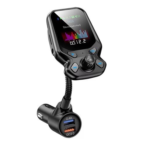 QC3 Bluetooth Fm transmitter, autós adapter, Mp3 lejátszó Tf kártya támogatással, gyorstöltővel