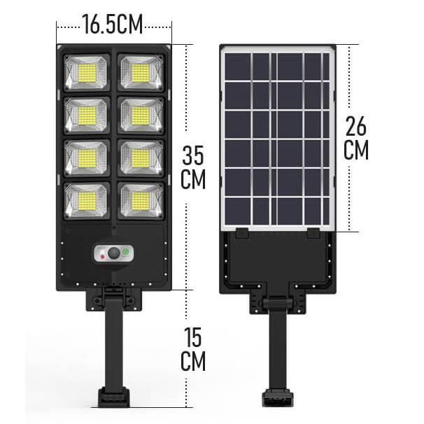 Szuper erős kültéri napelemes, vízálló, indukciós világítás, mozgásérzékelős utcai led lámpa - 168W