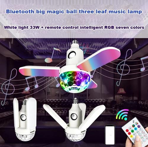 Bluetooth RGB multifunkciós lámpa beépített hangszóróval, zenére is működő led fénnyel színes led disco gömbbel, távirányítóval - 22cm