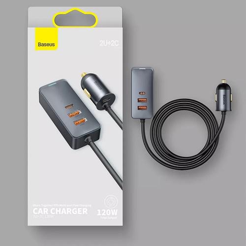 Prémium, autós töltő - 2 db USB és 2 db USB-C csatlakozóval - Baseus