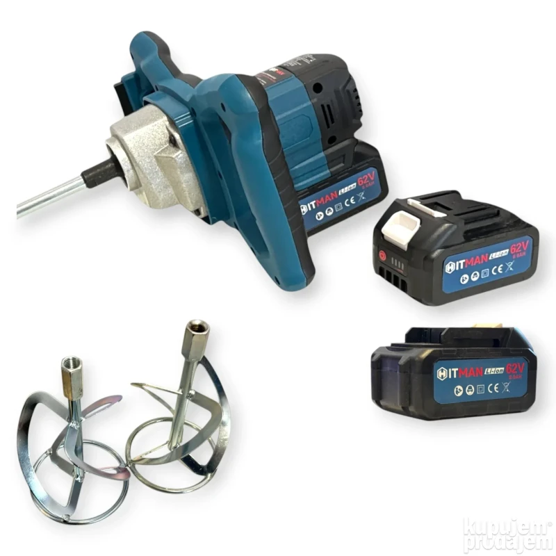 Hitman HTEMX-3452 Akkumulátoros Festékkeverő 62V, 2x8.0Ah, Dupla Keverőszárral