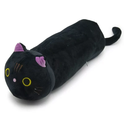 Hosszú plüss cica, fekete 46 cm