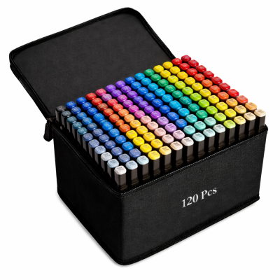 Alkoholos Markerek 120 db – Kétoldalas Filctoll Szett Táskával