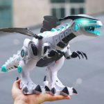 Távirányítós robot dinoszaurusz Élethű,  füst + fény effektekkel, tűzokádó sárkány dínó, 50 cm