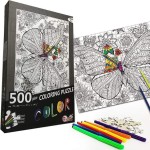 Színező puzzle, összeállítás és színezés, 500 darab, 6 játékot tartalmaz, 70 x 50 cm,
