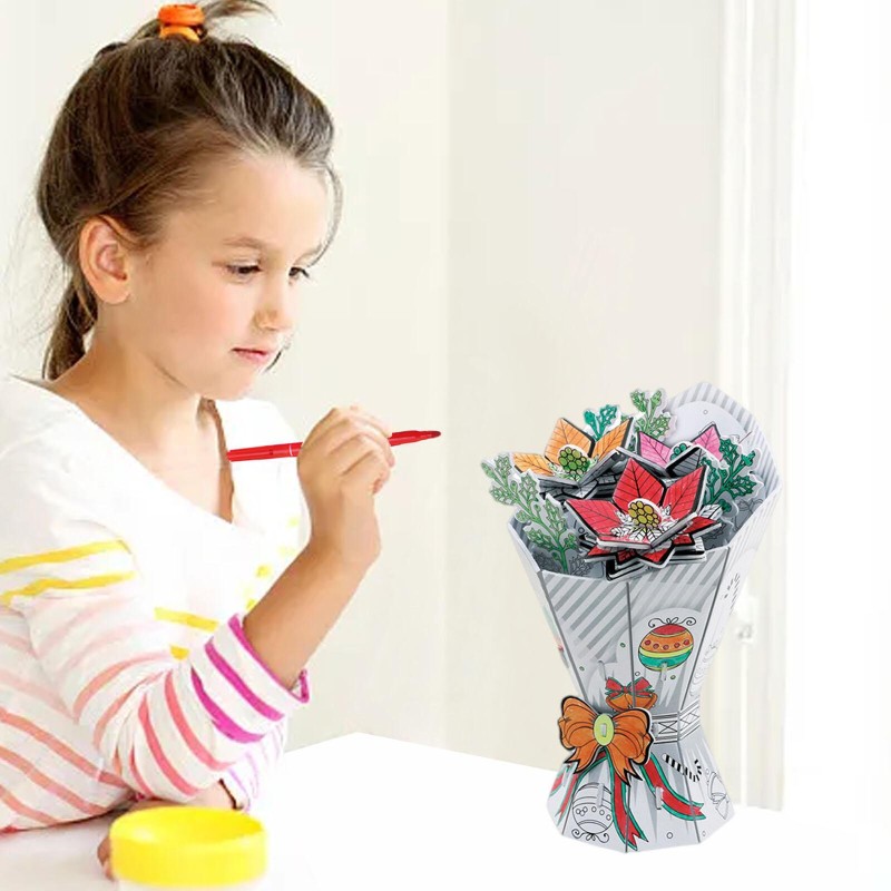 3D virágos kirakós csokor 10 Filctollal, színező graffiti csokorfestés - Anyák napi ajándék -