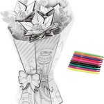 3D virágos kirakós csokor 10 Filctollal, színező graffiti csokorfestés - Anyák napi ajándék -