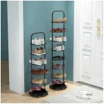 Elite Home® 7 szintes cipőtartó állvány acél vázzal és műkő talppal – fekete