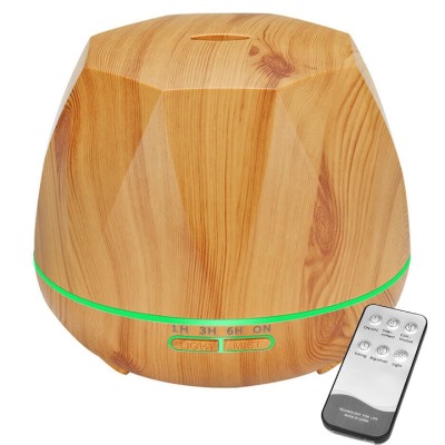 Aromadiffúzor 550 ml, Ultrahangos terápiás aromapárásító távirányítóval, LED 7 szín, csendes, automatikus leállítás, krém