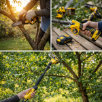 Hayami 3 az 1-ben akkumulátoros kerti szett - magassági ágvágó láncfűrész és metszőolló, teleszkópos nyél HA-1008-1