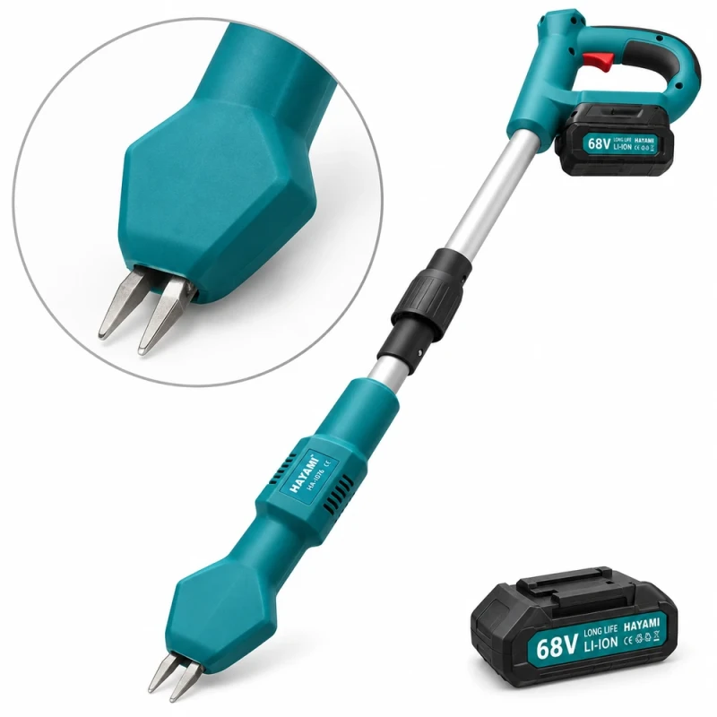 Hayami HA-1076 akkumulátoros gyomkiszedő – 68V, 2 akkumulátorral, türkiz-fekete