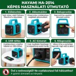 Hayami HA-2014 hordozható akkumulátoros inverter LED-lámpával – türkizkék/fekete